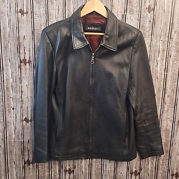 Black Leather Jacket Sz. Large - Picture 1 of 8